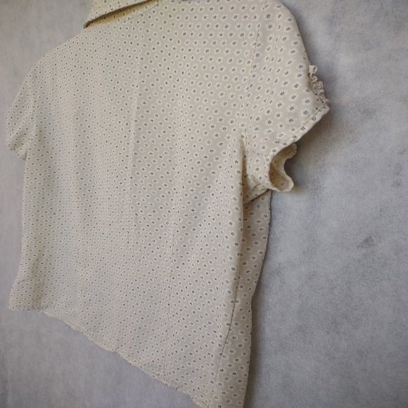 Covington Womens Ruffled Puff Sleeve Button Blouse Size Large - Picture 7 of 9